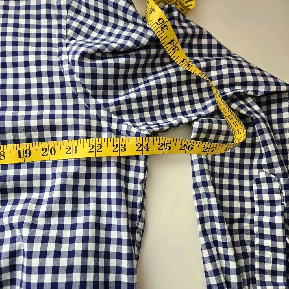 Polo Ralph Lauren Blue Gingham Check Men Size L 100% Cotton Stretch‎ Button Down